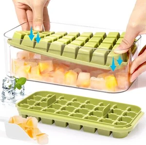 Ice Cube Tray with Lid and Bin & 2 Pack Ice Cube Trays for Freezer 64x Ice Trays - Picture 1 of 22