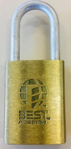 Best Access Systems Standard Padlock Brass Finish 1 1/2" Shackle Steel No Core - Picture 1 of 9