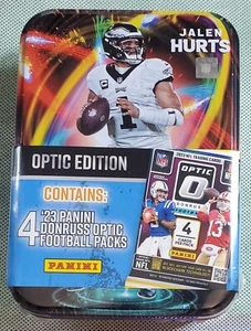 Jalen Hurts Throwing 2023 Panini Donruss Optic Football Collector Tin 4 Pack New - Picture 1 of 1