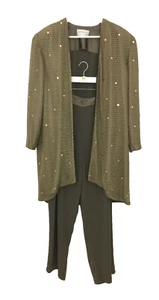 Tom Bowker For Coterie Women's Trouser Suit Size 18 Brown Gold Sequins Used F1 - Picture 1 of 13
