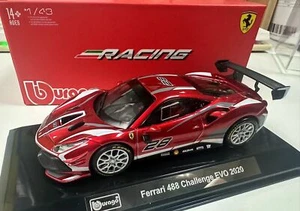 Bburago 1:43 Ferrari 488 Challenge EVO 2020 Diecast Model Car Acrylic Box - Picture 1 of 9
