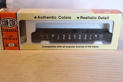 HO Scale Con-Cor, 54' Mill Gondola, Wisconsin Central, Black, #68459 BNOS - Image 1 of 3