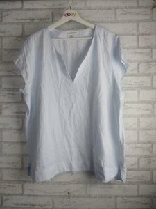 Country Road womens top blouse shirt light blue 16 v-neck cap sleeve - Picture 1 of 10