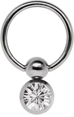 Titan Intimo Piercing Anello Bcr 1,2mm Con Doppio Sfera a Clip 5/8mm E Un Cz - Immagine 1 di 2