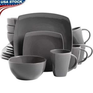 Soho Lounge Square Dinnerware Set Service 4 16pcs Stoneware Reactive Glaze New - Picture 1 of 7