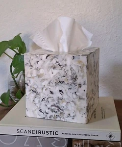 Pigeon & Poodle Tramore Oyster Tissue Box Cover $280 Msrp Natural - Picture 1 of 9