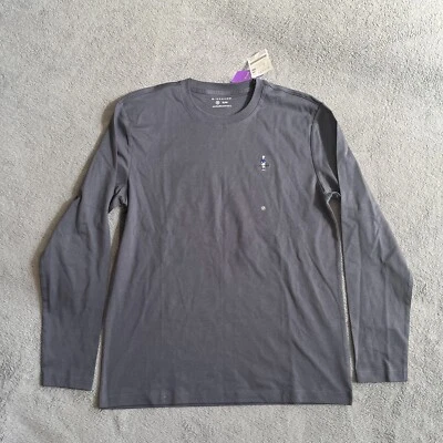 Camiseta Masculina Fina Giordano Classic Sorona Manga Longa Azul Marinho Gola Redonda Tamanho M Nova com etiquetas - Imagem 1 de 4