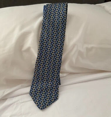 Tommy Hilfiger Men's "Birds & the Bees" Blue & Yellow 2 design 100% silk tie - Image 1 of 3