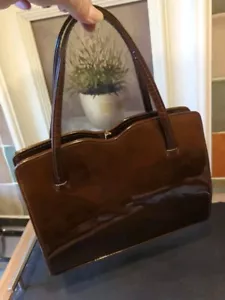 Vintage Elbief braune Lackleder Handtasche 50er/60er Jahre Top Zustand - Bild 1 von 10