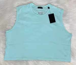 ATM Anthony Thomas Melillo Sz M Aqua Mist Blue Sleeveless Crop Top New $75 - Picture 1 of 8