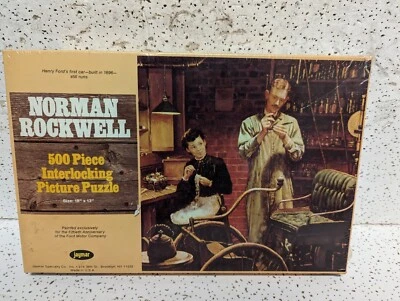 Jaymar Norman Rockwell Henry Fords First Car 500 Piece Puzzle Sealed New 18 x 13 - Image 1 of 4