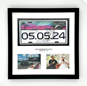 Placa de licencia enmarcada F1 Miami 2024 firmada por Lewis Hamilton George Russell 🌴😎 - Imagen 1 de 4
