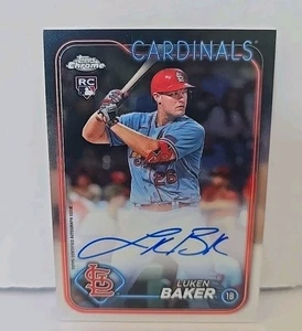 2024 Topps Chrome Luken Baker Rookie ON CARD Auto St. Louis Cardinals #RA-LB - Picture 1 of 2