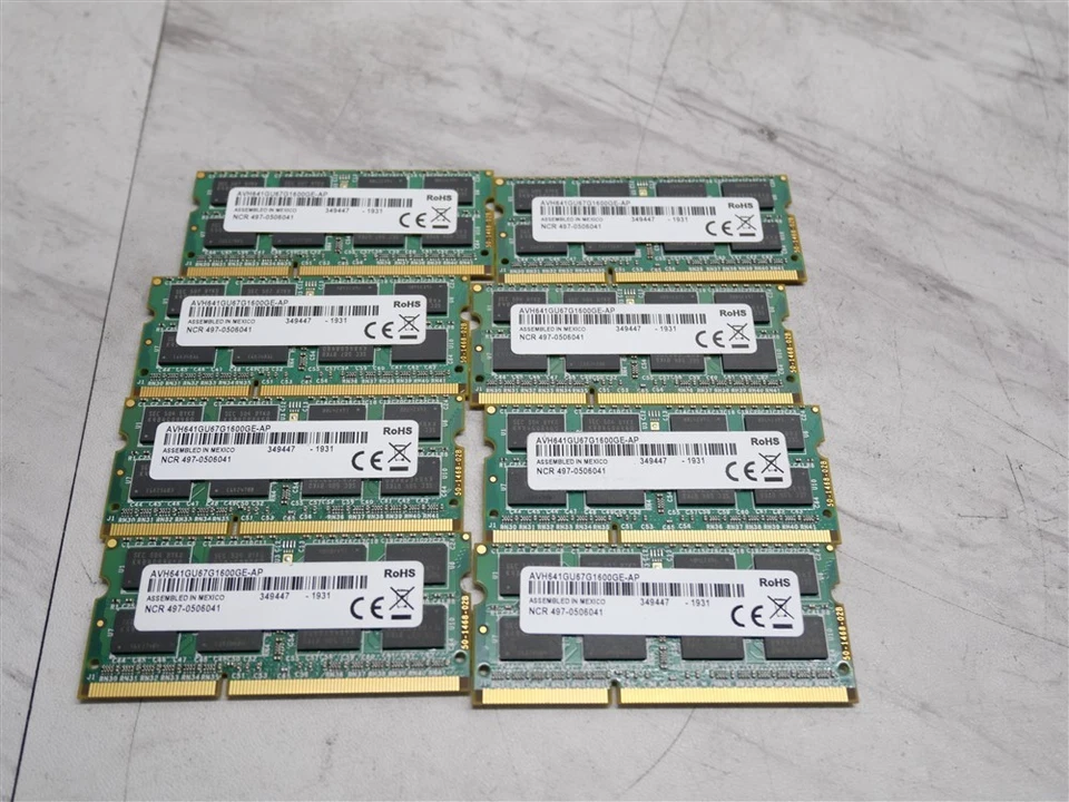 Lot of 8 NCR 8GB Memory RAM AVH641GU67G1600GE-AP 1600Mhz DDR3! - Image 1 of 1