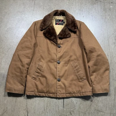 Vintage Sears The Men's Store Brown Jacket Faux Fur Collar Lined Men's size 38 - Image 1 of 4