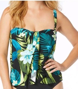 Coco Reef Women's Contours Clarity Bandeau Tankini Top - Black Multi Size 14/38D - Picture 1 of 2