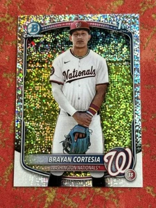 2025 Bowman Chrome Brayan Cortesia Speckle /299 #BCP211 1st Washington Nationals - Picture 1 of 2
