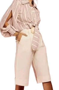 Cristina Sabatini Rose Leinen Culotte Shorts in NATURAL mit Gürtel Gr. L - Bild 1 von 5