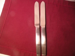 Set Of 2 Dinner Knives Lisa Jenks Pins Stainless Steel Satin Knife 9 1/4" - Picture 1 of 6