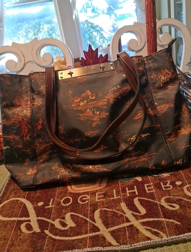 Patricia NASH Bolso de Mano Grande Bolso de Mano Campo Caballos Ecuestres Excelente Foto 1 de 4