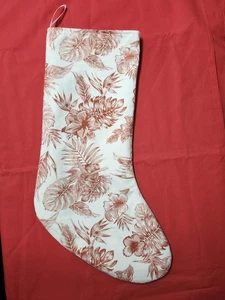 Weihnachtsstrumpf Handarbeit rot weiß Hibiskus 20" tropisch hawaiianisch Upcycling - Bild 1 von 3