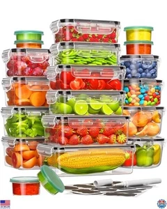 40 Pcs Food Storage Containers with Lids, Leak Proof, Labels Included BPA-Free - Picture 1 of 7