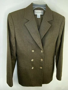 Chaqueta Evan-Picone Mujer Talla 6 Marrón Doble Pecho Manga 100% Lana - Imagen 1 de 6