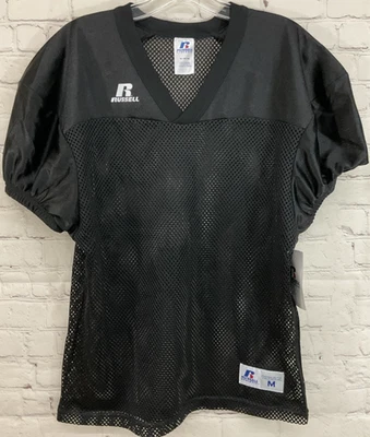 Camiseta Russell Athletic masculina média esportiva de equipe malha preta punhos elásticos - Imagem 1 de 4