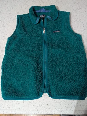 PATAGONIA Vintage Vest Kids 14 Youth Full Zip Fleece Real Teal/Blue Color - Image 1 of 4