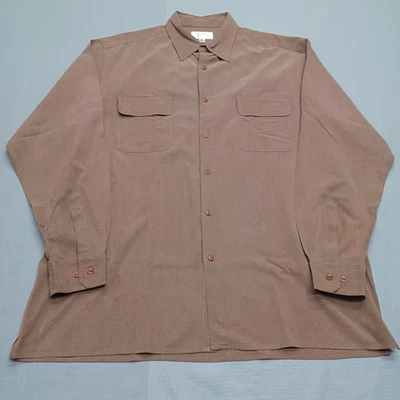 Camisa Ryan Michael Para Hombre Extra Grande Marrón 100% Seda Cuerno Occidental Bordado Foto 1 de 4