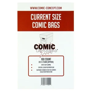 100 x Comic Concept Polypropylene Comic Bags -- CURRENT Size -- Greater Value!! - Imagen 1 de 1
