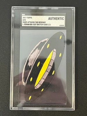 UFO 2017 Topps Mars Attacks The Revenge Ibrahim Ozkan 1/1 Sketch Card SGC A - Image 1 of 2