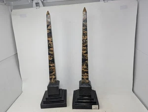 Beautiful Maitland-Smith Snakeskin Stone Obelisk Pair 20" Marble Inlay Decor (UT - Bild 1 von 13