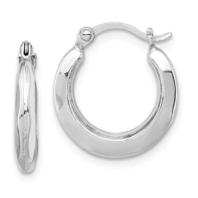 Sterling Silver Rhodium Plated Hollow Hoop Earrings Jewerly - Image 1 of 2