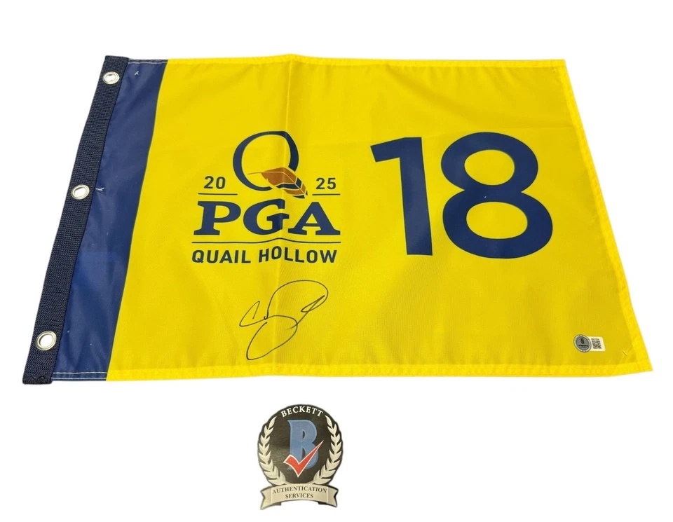 Autógrafo firmado por Jason Day 2025 PGA CAMPEONATO BANDERA BECKETT BAS CERTIFICADO DE AUTENTICIDAD PGA Foto 1 de 1