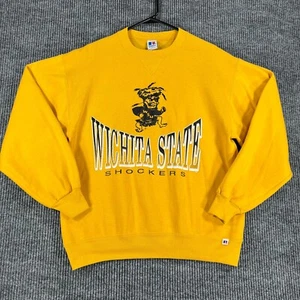 Vintage Wichita State Shockers Sweatshirt Mens Large Yellow Russell USA Made - Picture 1 of 14