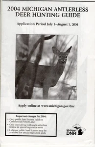 Michigan DNR 2004 guía de ciervo sin astas digestión licencia de cazador - parche de ciervo mi - Imagen 1 de 1