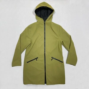 Mycra Pac Rain Coat Jacket Size 0 Reversible Green Gray Hooded Full Zip Long - Picture 1 of 13