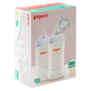 Pigeon SofTouch Baby Bottles 240mL Twin Pack PP BPA/BPS Free Anti-Colic - Picture 1 of 1