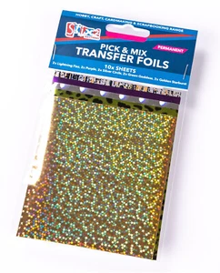 10 HOJAS LÁMINAS DE TRANSFERENCIA ELEGIR Y MEZCLAR COLORES PÚRPURA ORO ESTRELLA PLATA STIX 2 57369 - Imagen 1 de 5