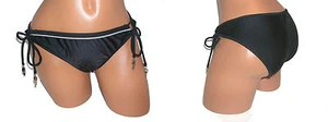 Split NEW Black Womens Juniors L Large 10 12 Swimsuit Bikini Bottom $48 4021 - Picture 1 of 3