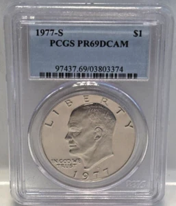 1977-S EISENHOWER DOLLAR PCGS PR69DCAM (VERIFIED CERTIFICATION# & PCGS#) - Picture 1 of 6