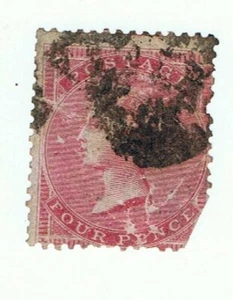 1 gebrauchte SG 93/94 ? Victoria Four Pence Briefmarke mit Stempel und fehlender Ecke - Bild 1 von 1