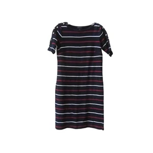 Talbots Petite dunkelblau mit rot-weiß gestreiftem Kurzarmkleid Gr. PS - Bild 1 von 3