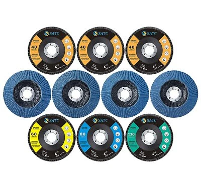 10PCS 4-1/2" x 7/8" Zirconia Flap Disc 40/60/80/120 Grit Grinding Sanding Wheels - Image 1 of 4