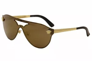 VERSACE VE2161 1002F9 Gold Glam Medusa Sunglasses Brown Mirror Bronze Lens 42mm - Picture 1 of 6