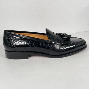 Johnston & Murphy Kiltie Quaste Halbschuhe Herren Größe 9 M Schwarz Krokoleder Schuhe - Bild 1 von 10