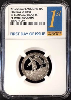 2016 S Proof Fort Moultrie Quarter, NGC PF 70 Ultra Cameo, First Day of Issue! - Image 1 of 4