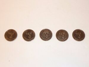 Lot of 5 Silver Toned Chaplin Token Coins for your Pachislo skill, slot machine 