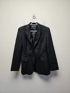 Lauren Ralph Lauren Women's Size 6 Blazer Jacket Black Stripe New Wool 1 Button  - Picture 1 of 8
